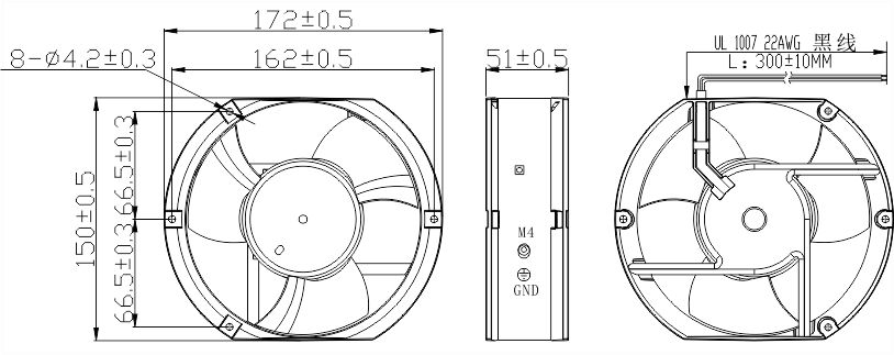 风扇安装尺寸图 风扇安装尺寸图